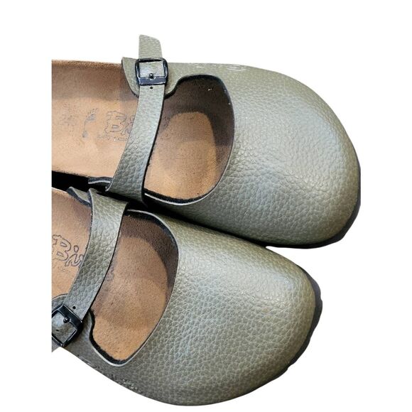 Birkenstock Birki's Clogs Women's 7 Olive Green Leather Maria Mary Jane - Picture 4 of 7